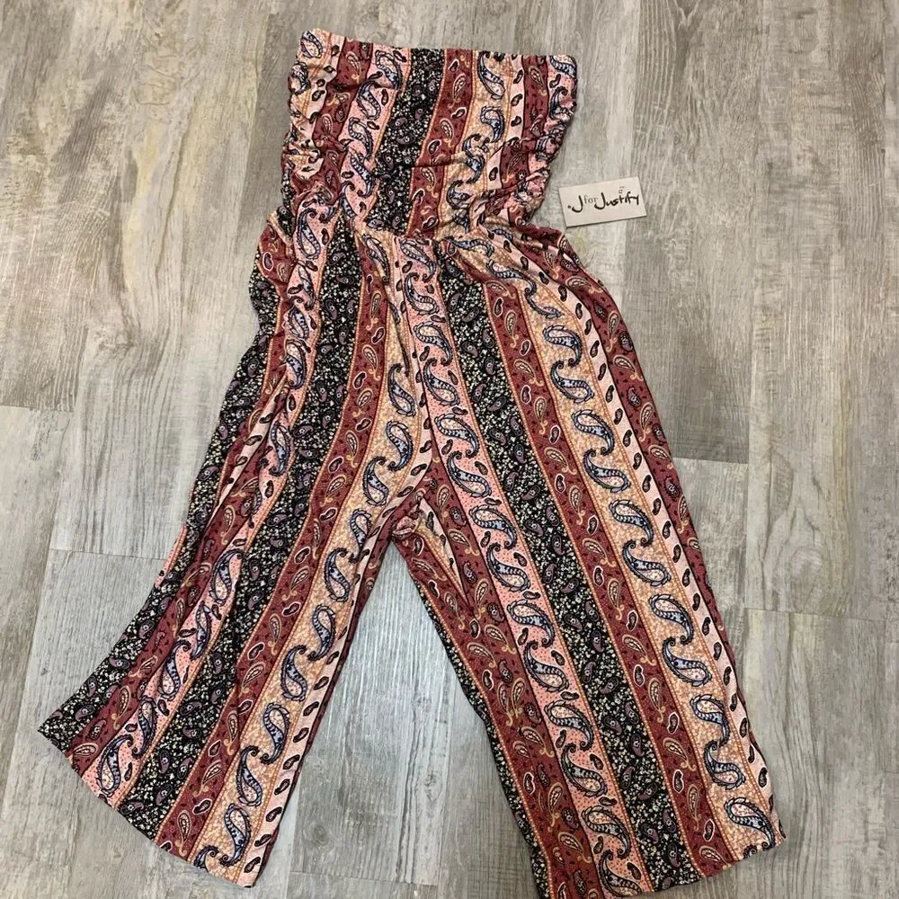 NWT paisley print Stretchy Strapless tube top Capri jumper with pockets - Picture 13 of 13